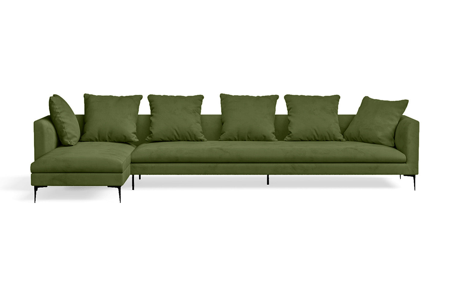 Aprilia 4 Seater Left Hand Facing Chaise Lounge Corner Sofa Lime Velvet