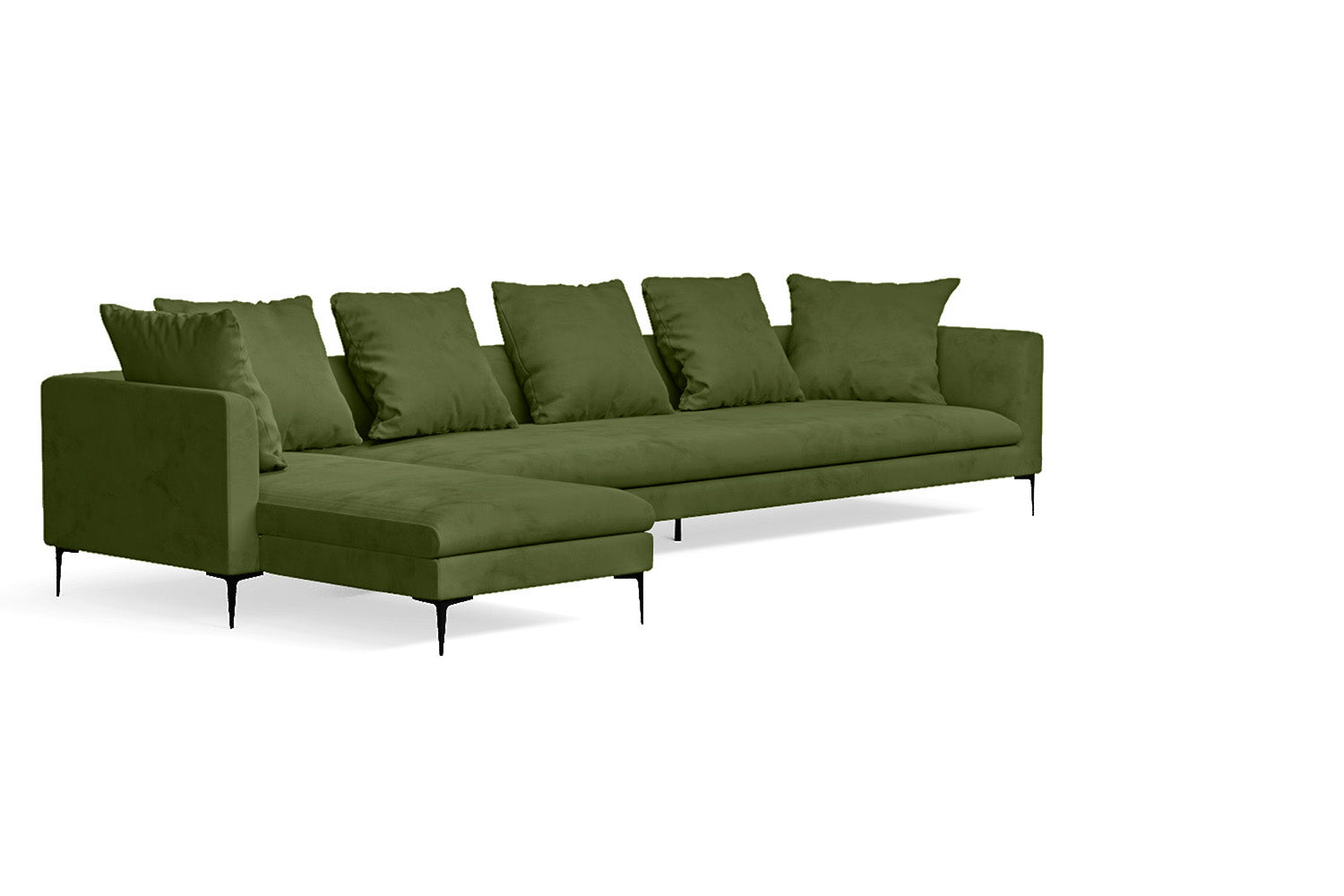 Aprilia 4 Seater Left Hand Facing Chaise Lounge Corner Sofa Lime Velvet