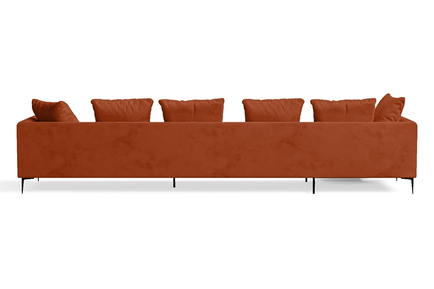 Aprilia 4 Seater Left Hand Facing Chaise Lounge Corner Sofa Orange Velvet