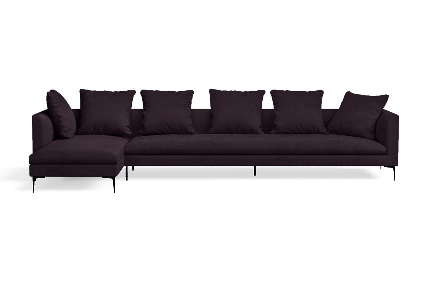 Aprilia 4 Seater Left Hand Facing Chaise Lounge Corner Sofa Purple Velvet