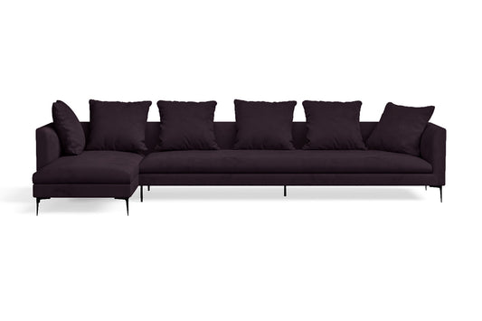 Aprilia 4 Seater Left Hand Facing Chaise Lounge Corner Sofa Purple Velvet