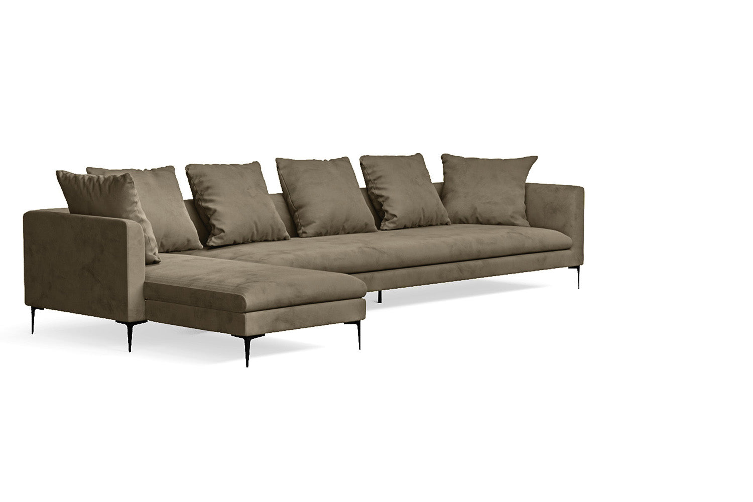 Aprilia 4 Seater Left Hand Facing Chaise Lounge Corner Sofa Sand Velvet