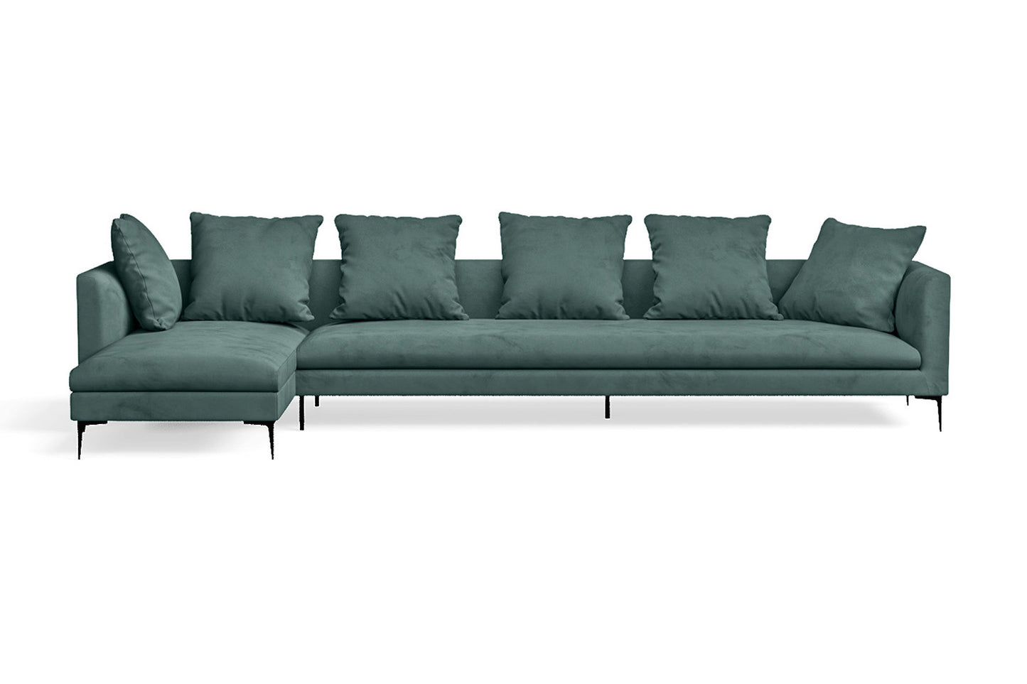 Aprilia 4 Seater Left Hand Facing Chaise Lounge Corner Sofa Teal Velvet