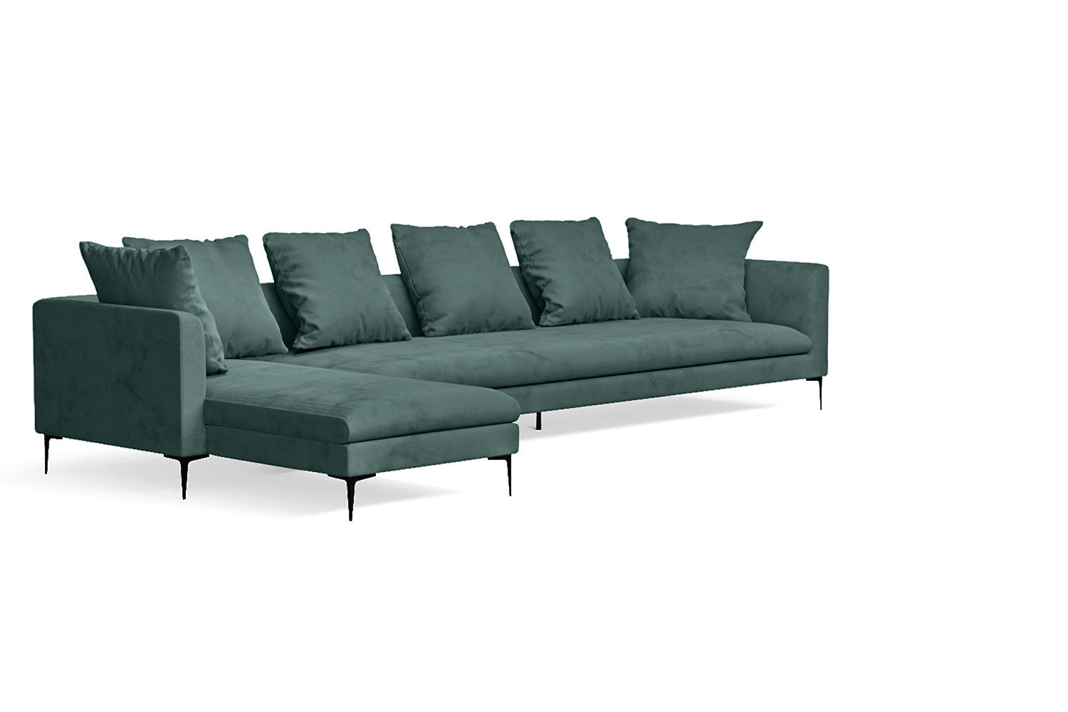 Aprilia 4 Seater Left Hand Facing Chaise Lounge Corner Sofa Teal Velvet