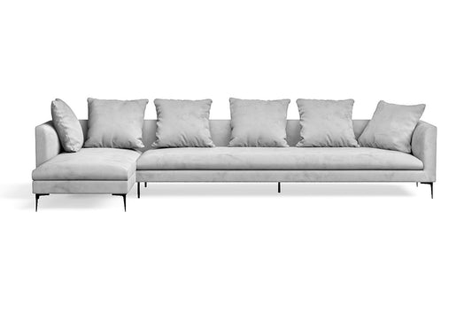 Aprilia 4 Seater Left Hand Facing Chaise Lounge Corner Sofa White Velvet