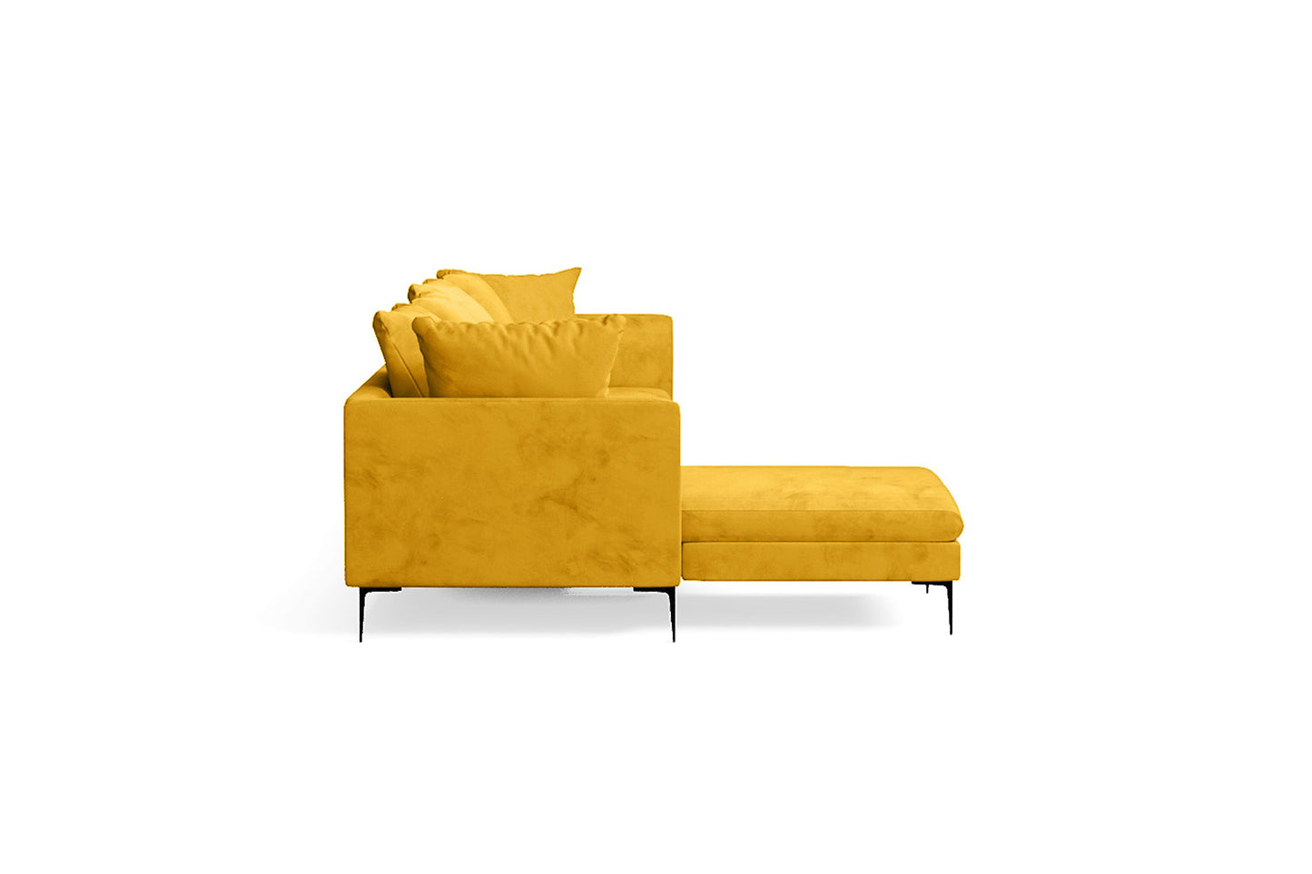 Aprilia 4 Seater Left Hand Facing Chaise Lounge Corner Sofa Yellow Velvet