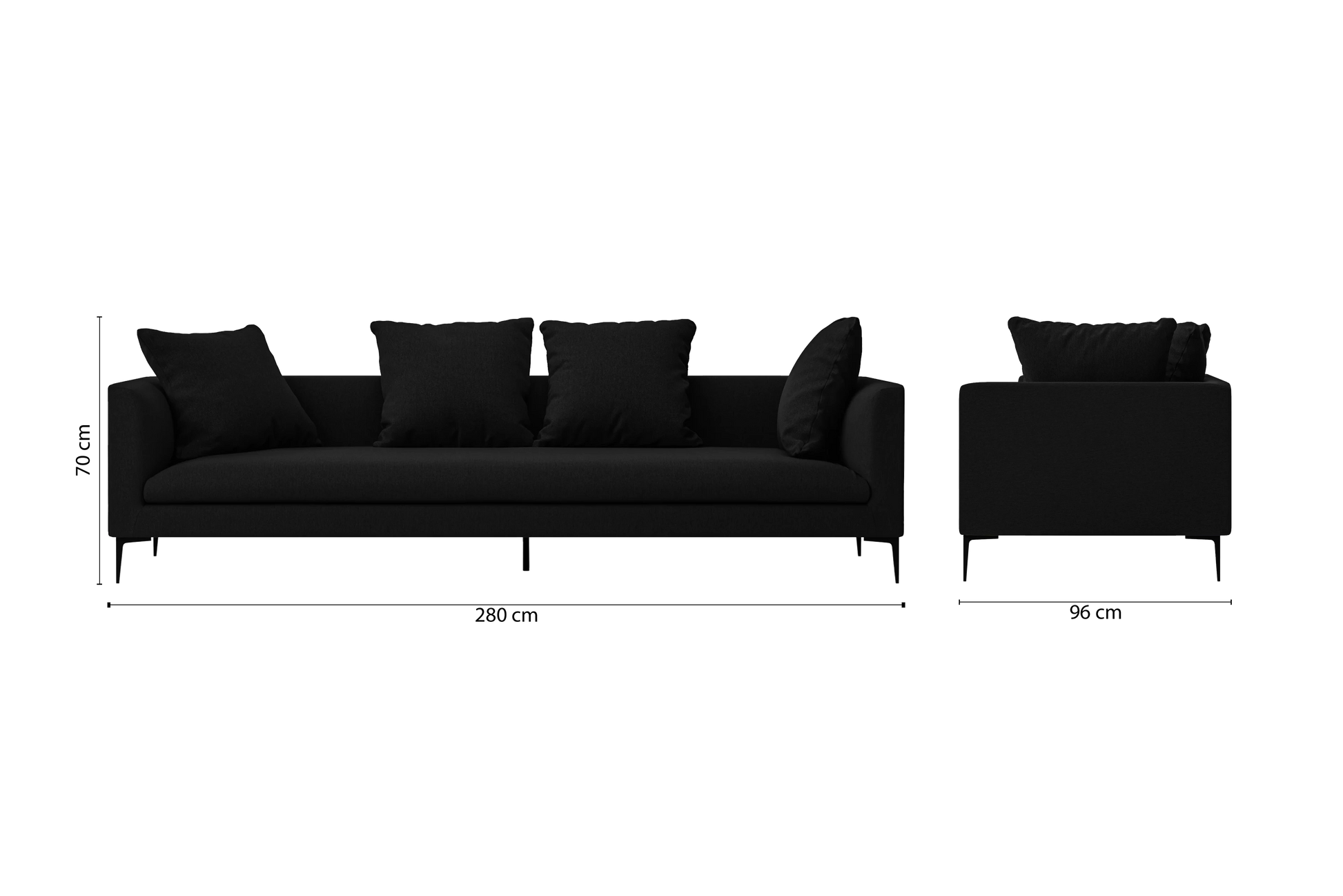 Aprilia 4 Seater Sofa Black Linen Fabric