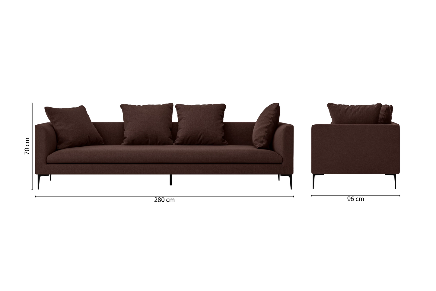 Aprilia 4 Seater Sofa Coffee Brown Linen Fabric