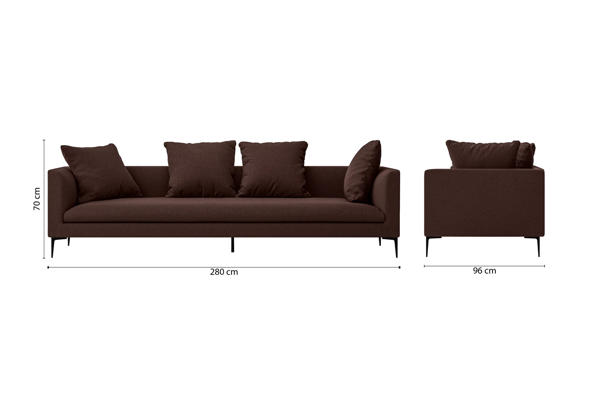 Aprilia 4 Seater Sofa Coffee Brown Linen Fabric