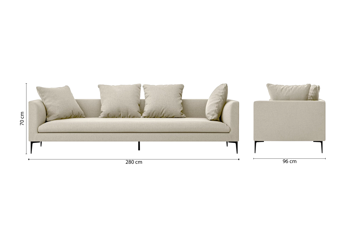 Aprilia 4 Seater Sofa Cream Linen Fabric