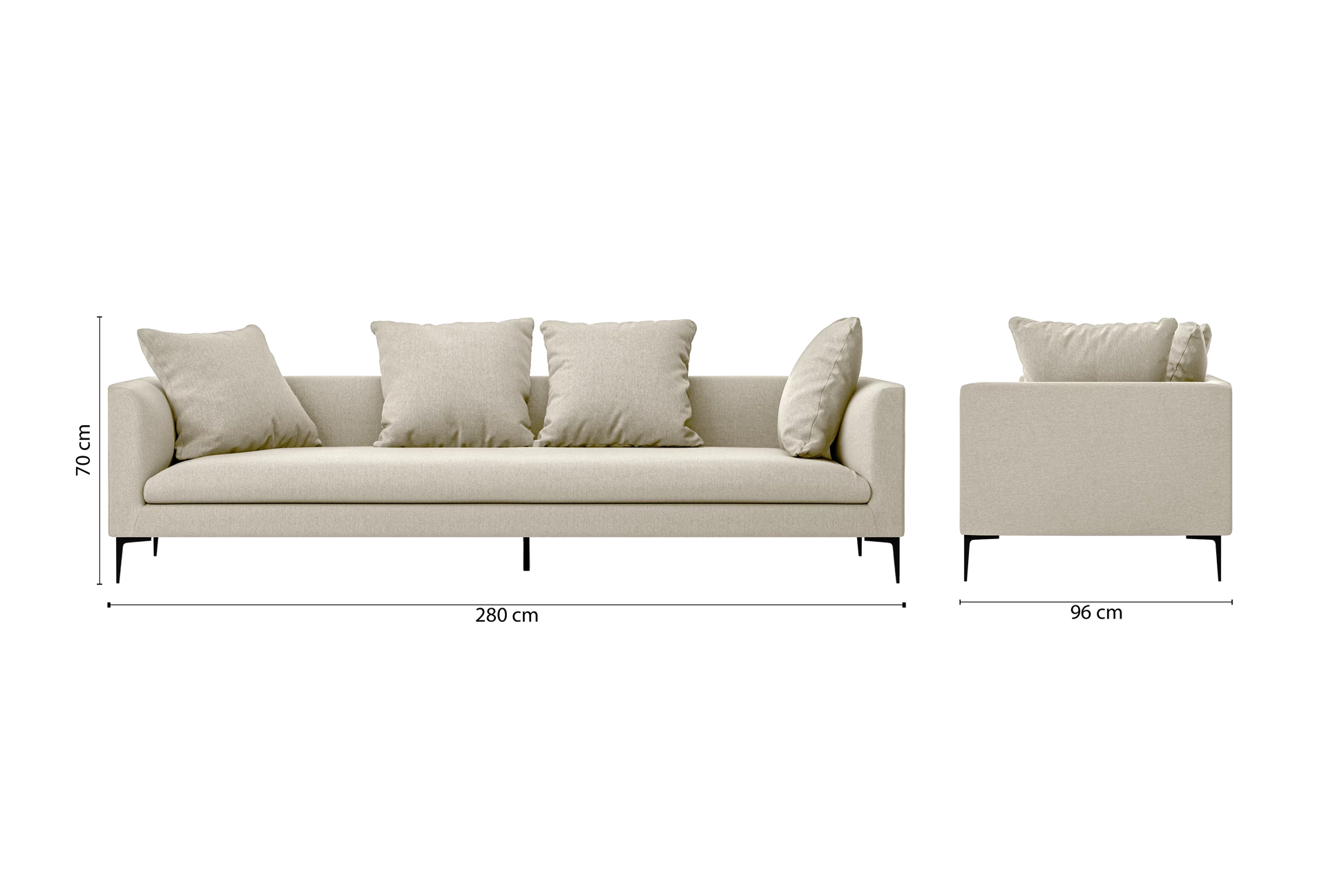 Aprilia 4 Seater Sofa Cream Linen Fabric