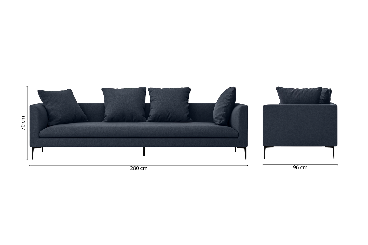 Aprilia 4 Seater Sofa Dark Blue Linen Fabric