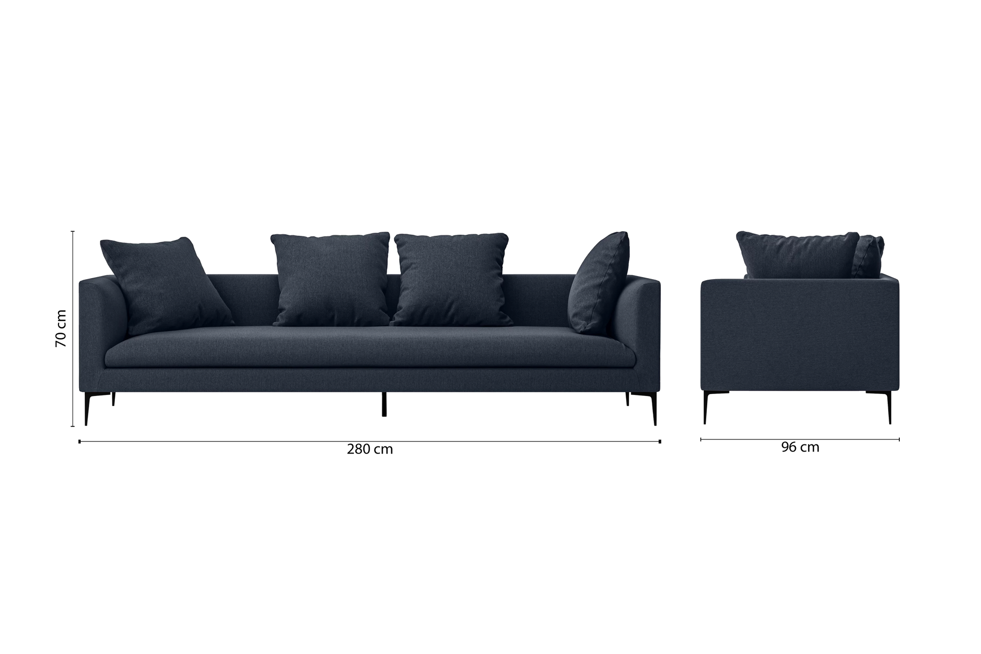 Aprilia 4 Seater Sofa Dark Blue Linen Fabric