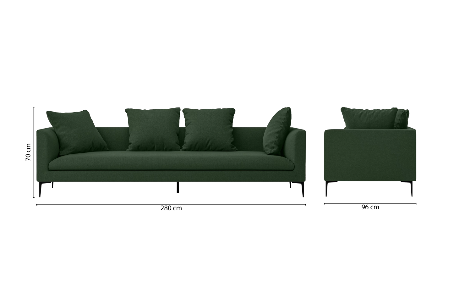 Aprilia 4 Seater Sofa Forest Green Linen Fabric