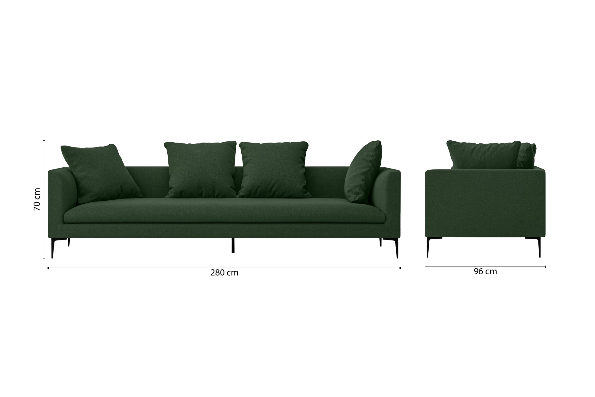 Aprilia 4 Seater Sofa Forest Green Linen Fabric