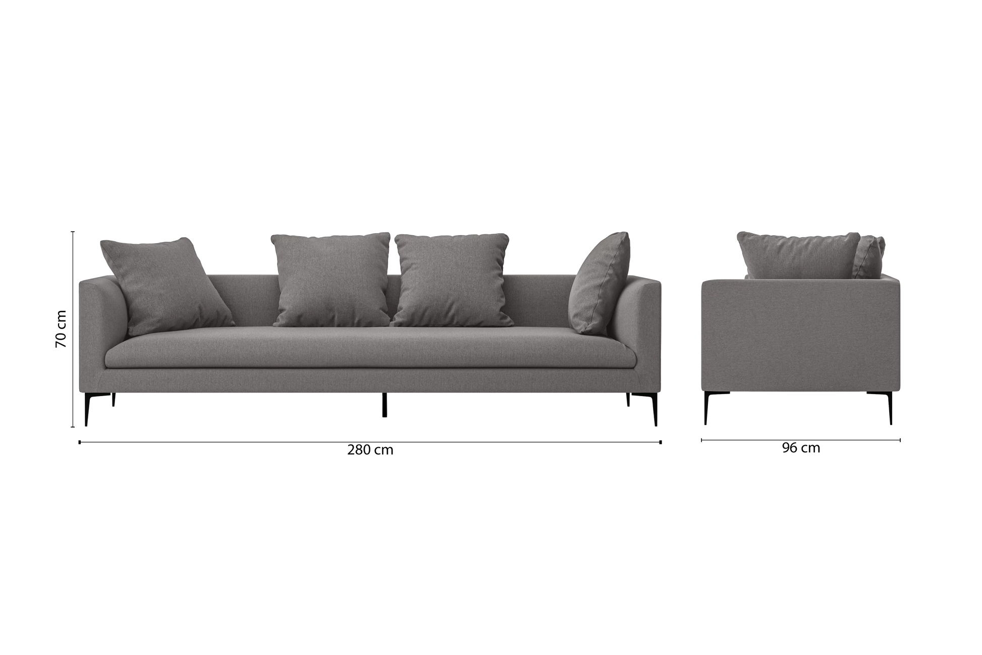 Aprilia 4 Seater Sofa Grey Linen Fabric