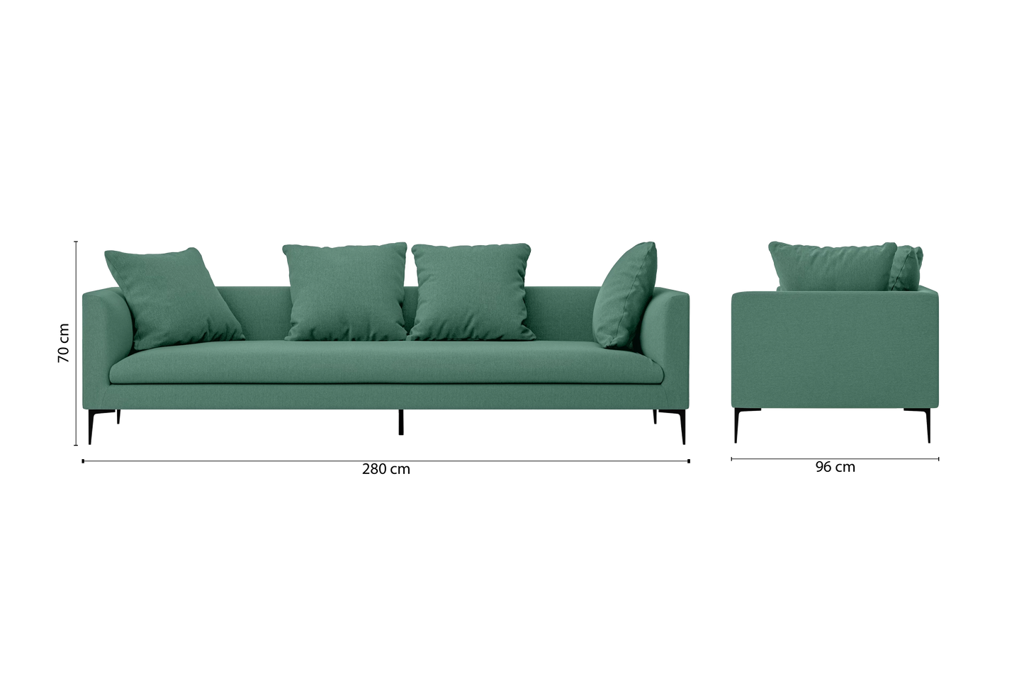 Aprilia 4 Seater Sofa Mint Green Linen Fabric