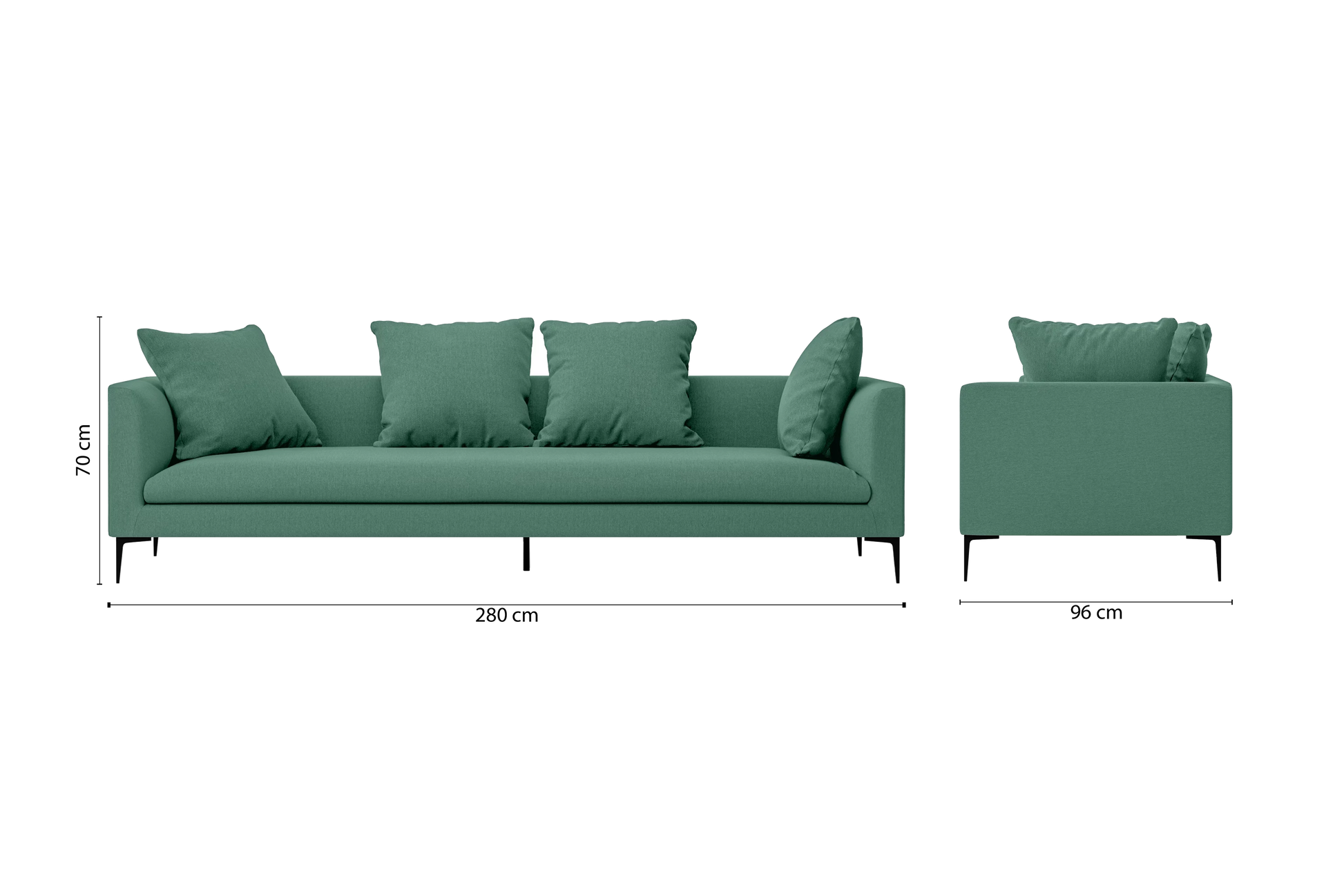 Aprilia 4 Seater Sofa Mint Green Linen Fabric