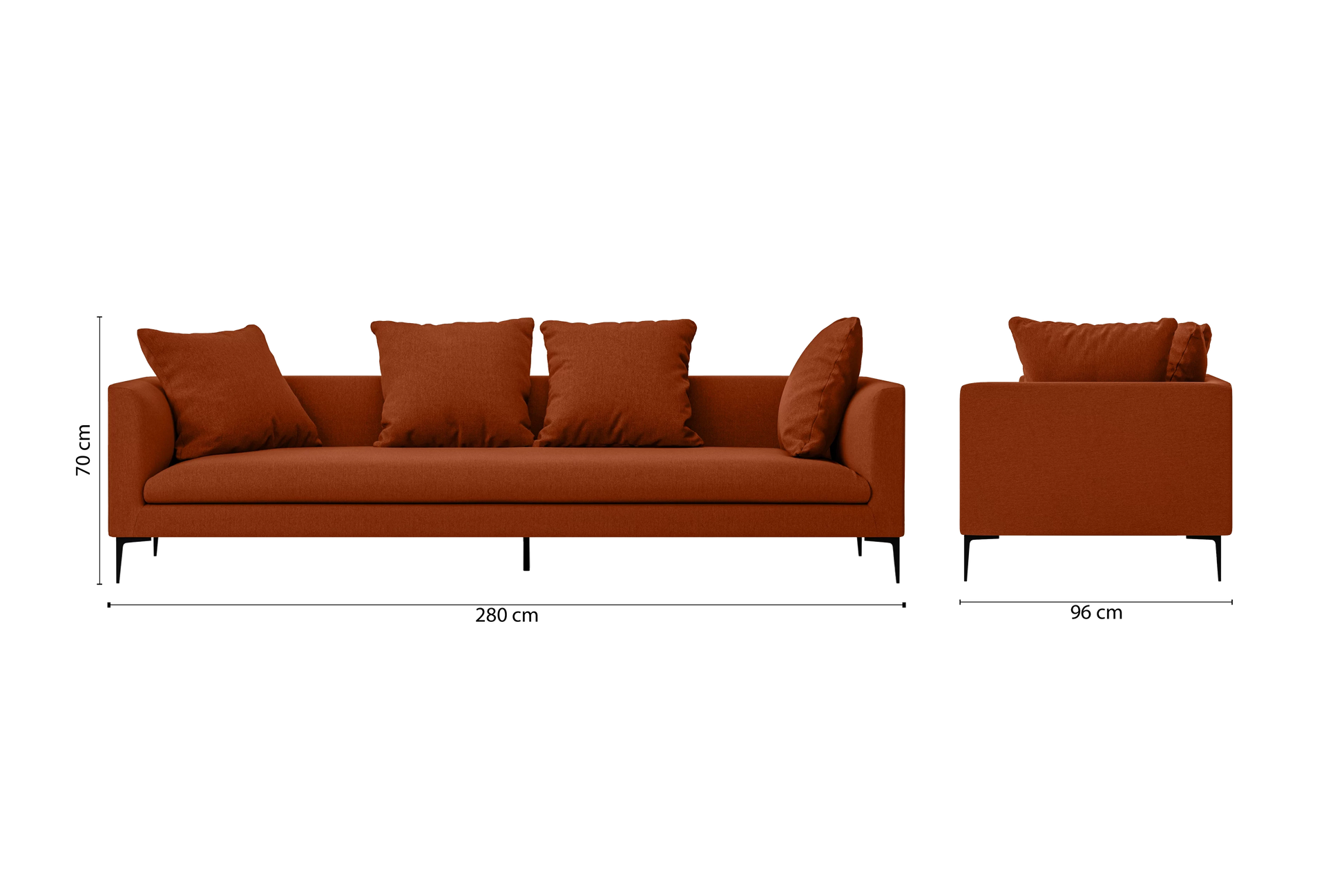 Aprilia 4 Seater Sofa Orange Linen Fabric