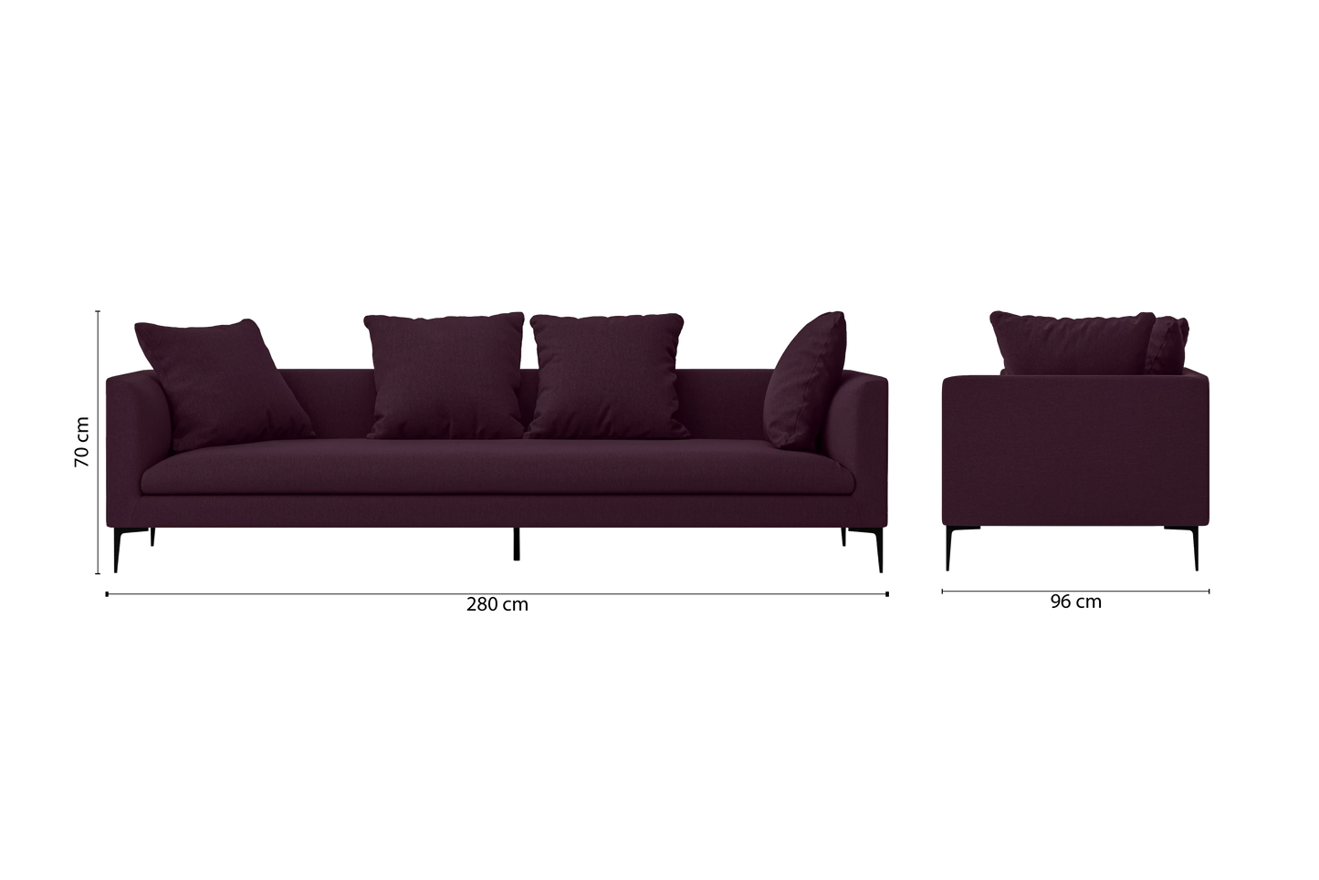 Aprilia 4 Seater Sofa Purple Linen Fabric