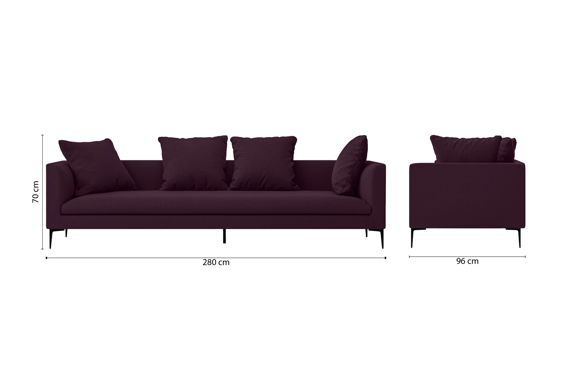 Aprilia 4 Seater Sofa Purple Linen Fabric