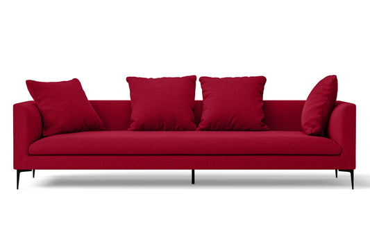 Aprilia 4 Seater Sofa Red Linen Fabric