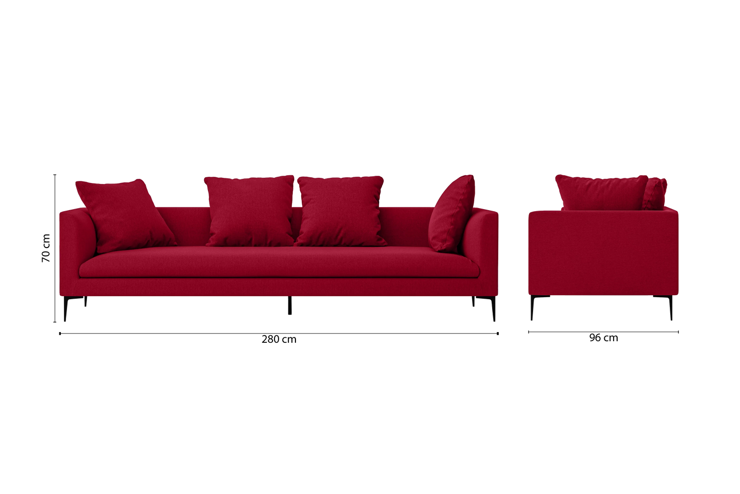 Aprilia 4 Seater Sofa Red Linen Fabric