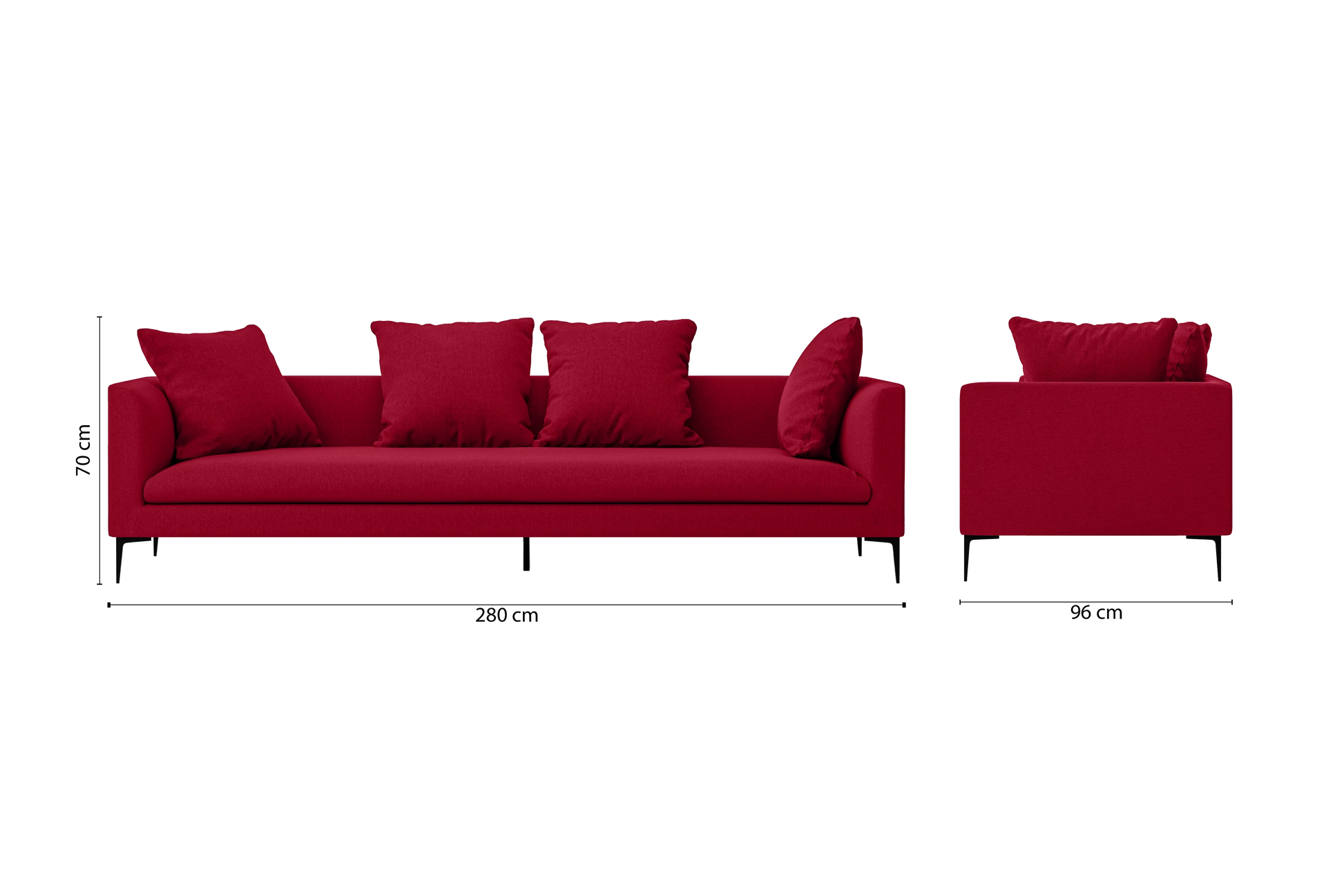 Aprilia 4 Seater Sofa Red Linen Fabric