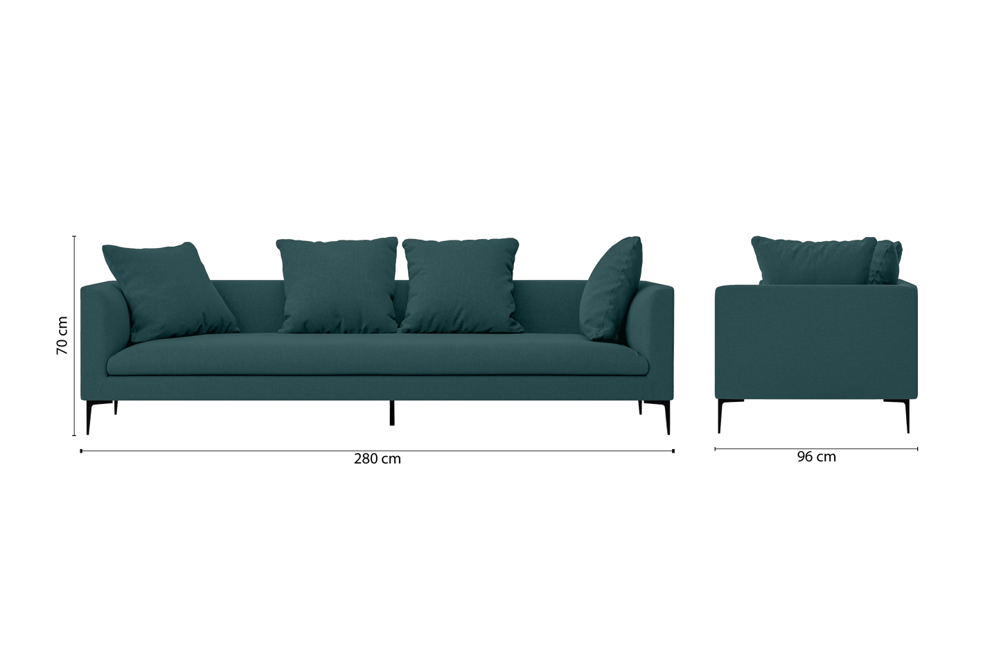 Aprilia 4 Seater Sofa Teal Linen Fabric