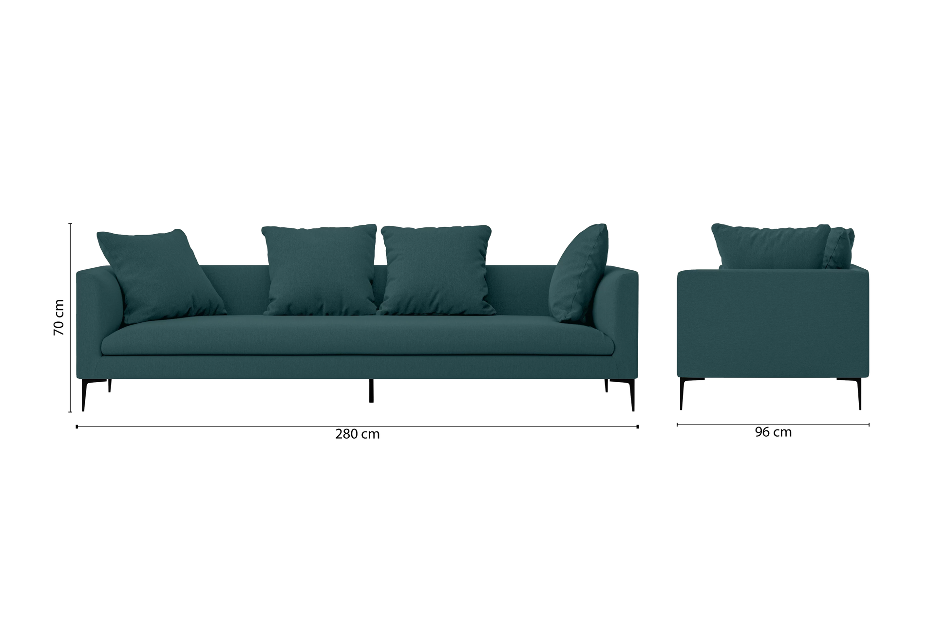 Aprilia 4 Seater Sofa Teal Linen Fabric