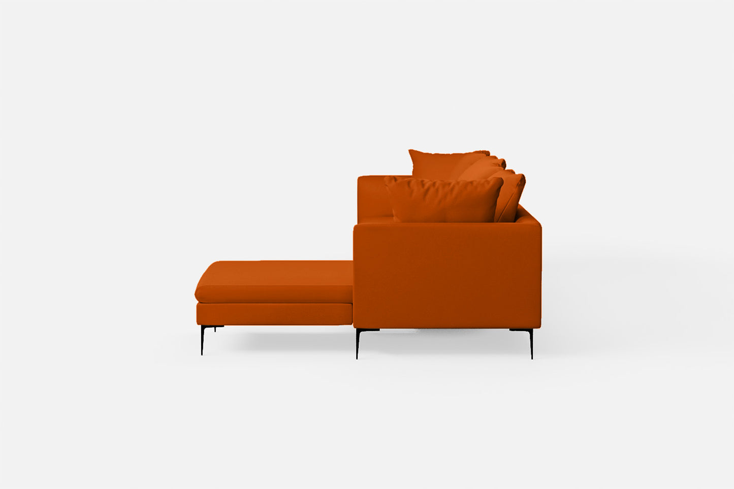 Aprilia 4 Seater Right Hand Facing Chaise Lounge Corner Sofa Orange Leather