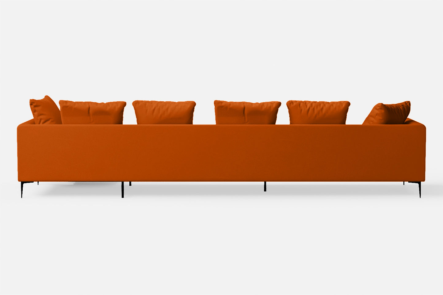 Aprilia 4 Seater Right Hand Facing Chaise Lounge Corner Sofa Orange Leather