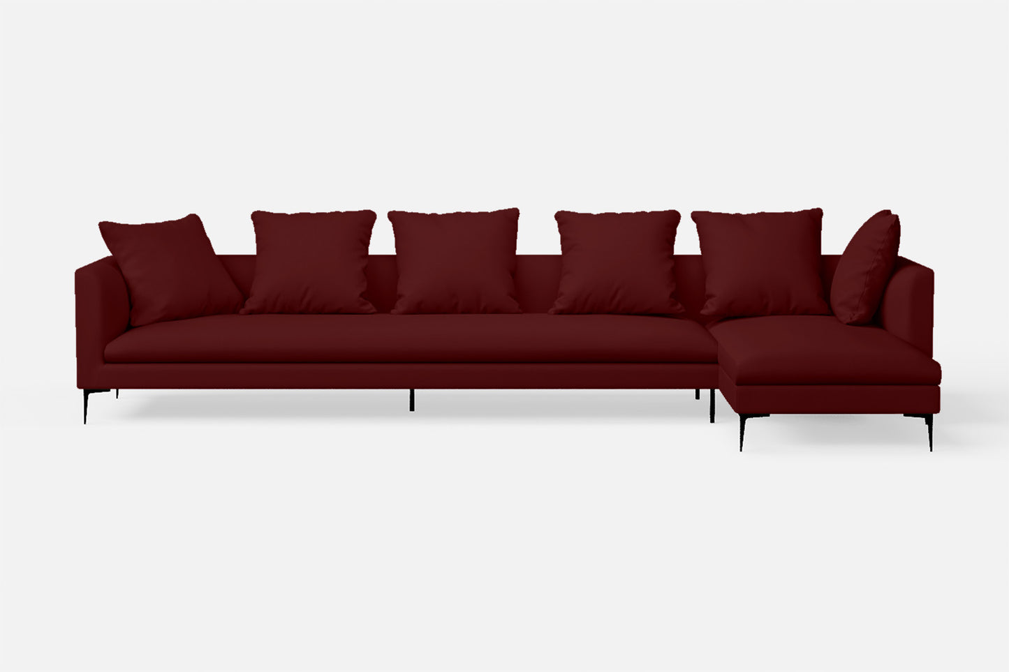 Aprilia 4 Seater Right Hand Facing Chaise Lounge Corner Sofa Red Leather