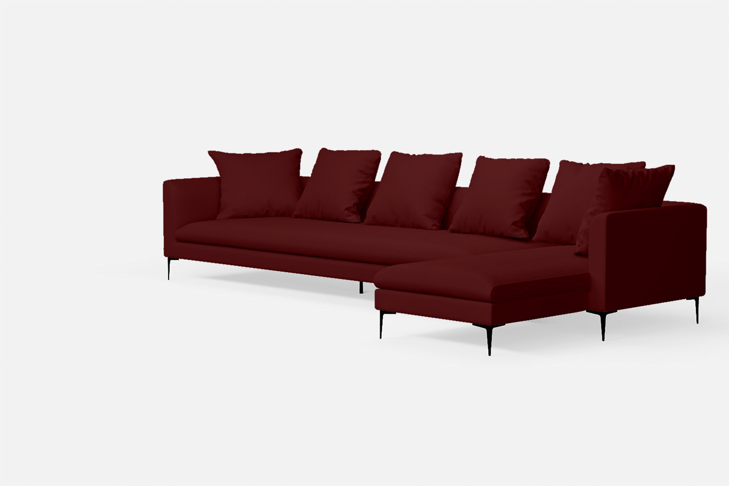 Aprilia 4 Seater Right Hand Facing Chaise Lounge Corner Sofa Red Leather