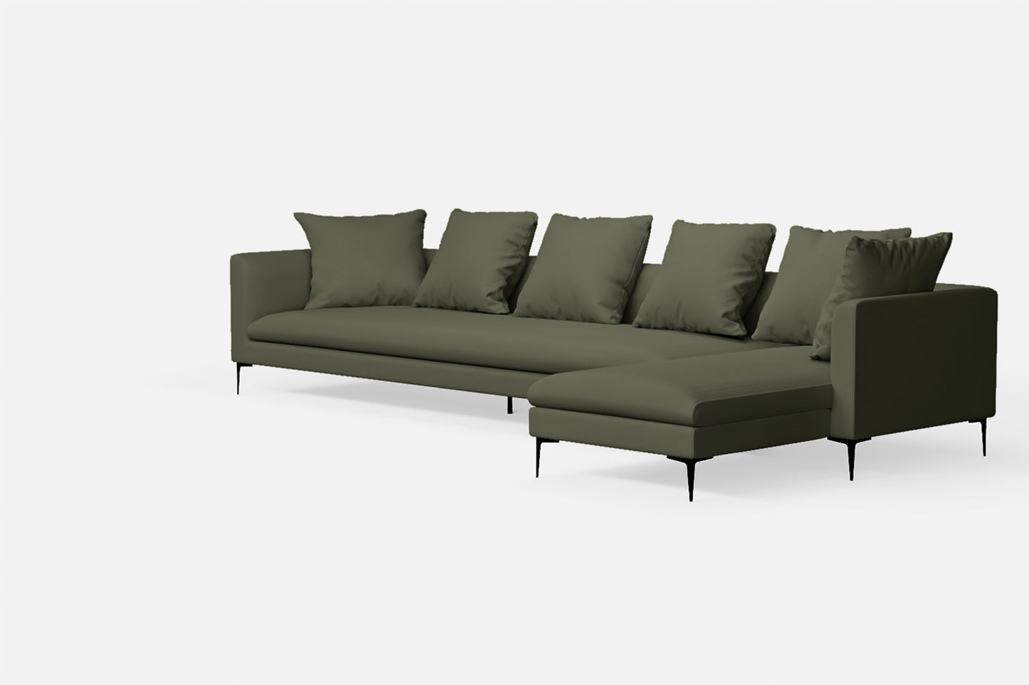 Aprilia 4 Seater Right Hand Facing Chaise Lounge Corner Sofa Sage Leather