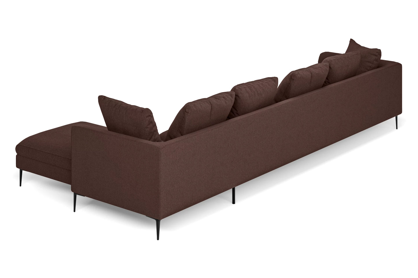 Aprilia 4 Seater Right Hand Facing Chaise Lounge Corner Sofa Coffee Brown Linen Fabric