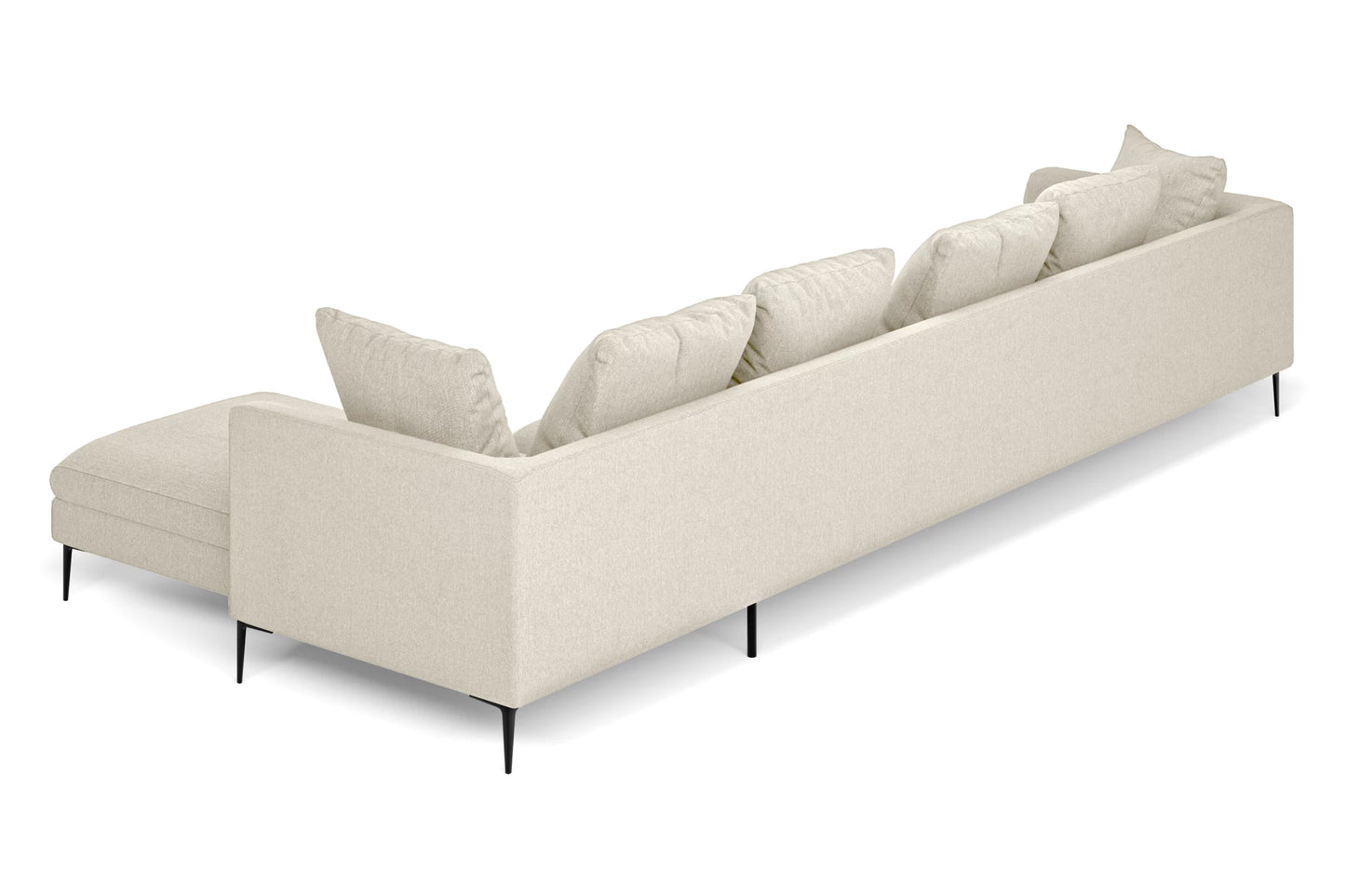 Aprilia 4 Seater Right Hand Facing Chaise Lounge Corner Sofa Cream Linen Fabric