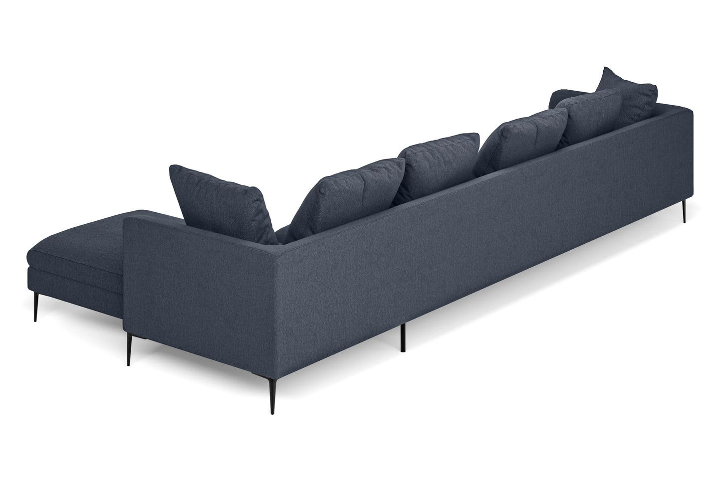 Aprilia 4 Seater Right Hand Facing Chaise Lounge Corner Sofa Dark Blue Linen Fabric