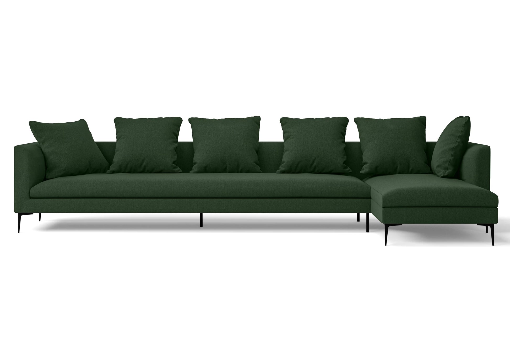 Aprilia 4 Seater Right Hand Facing Chaise Lounge Corner Sofa Forest Green Linen Fabric