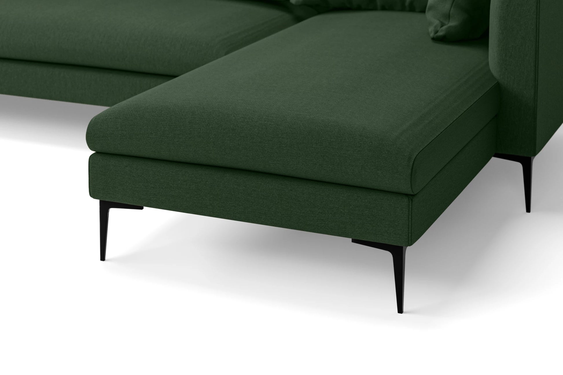 Aprilia 4 Seater Right Hand Facing Chaise Lounge Corner Sofa Forest Green Linen Fabric