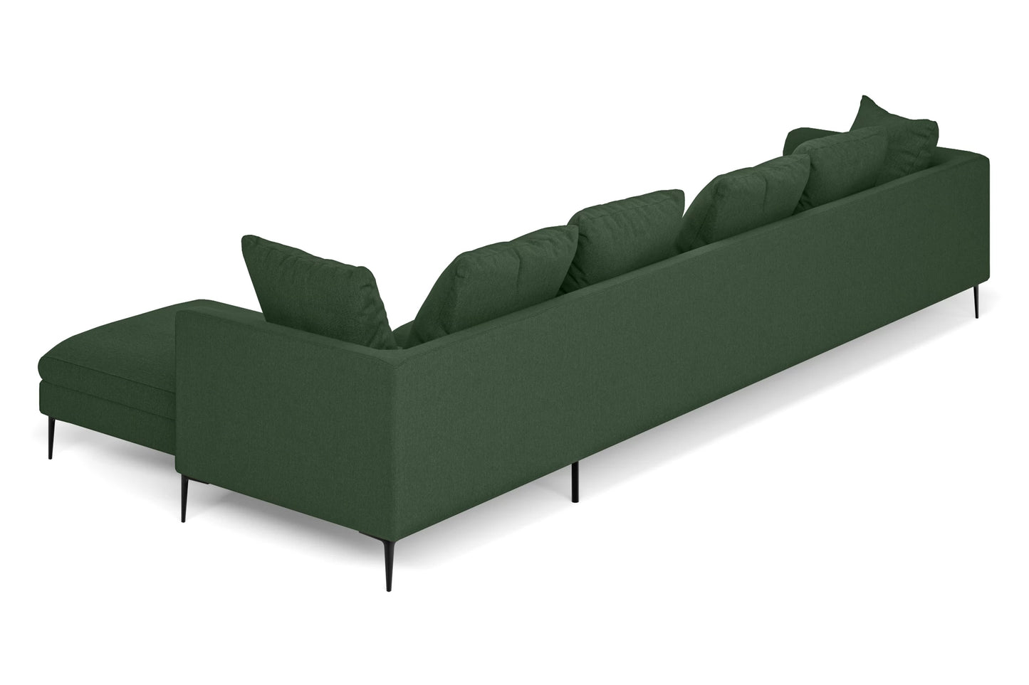 Aprilia 4 Seater Right Hand Facing Chaise Lounge Corner Sofa Forest Green Linen Fabric