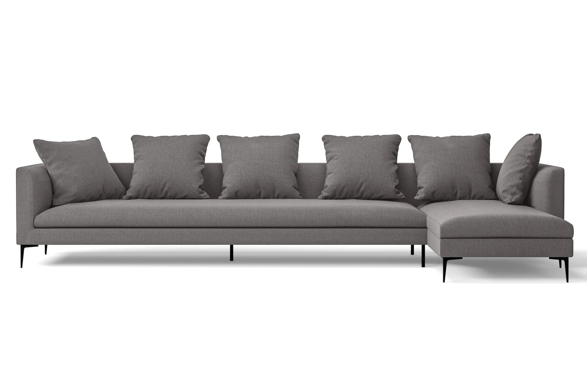 Aprilia 4 Seater Right Hand Facing Chaise Lounge Corner Sofa Grey Linen Fabric