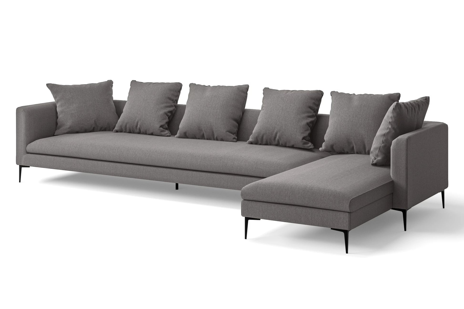 Aprilia 4 Seater Right Hand Facing Chaise Lounge Corner Sofa Grey Linen Fabric