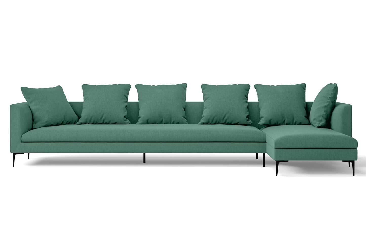 Aprilia 4 Seater Right Hand Facing Chaise Lounge Corner Sofa Mint Green Linen Fabric