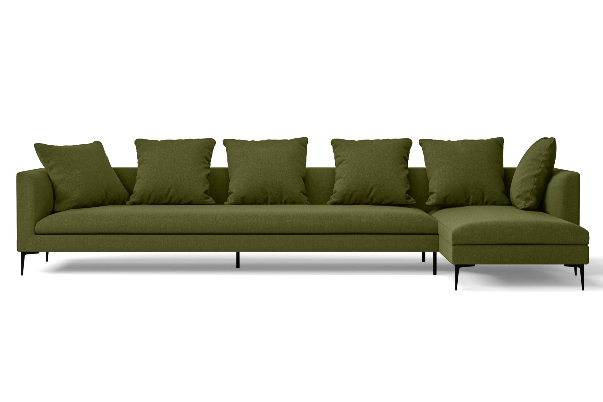 Aprilia 4 Seater Right Hand Facing Chaise Lounge Corner Sofa Olive Linen Fabric