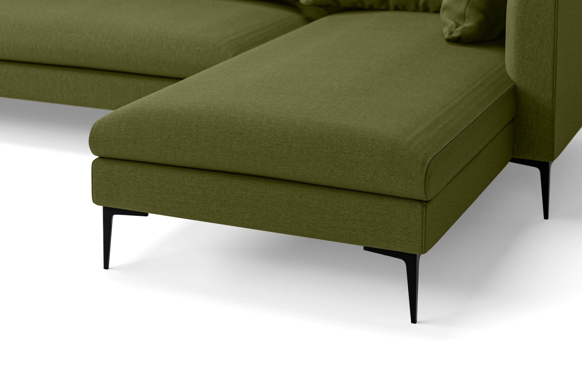 Aprilia 4 Seater Right Hand Facing Chaise Lounge Corner Sofa Olive Linen Fabric