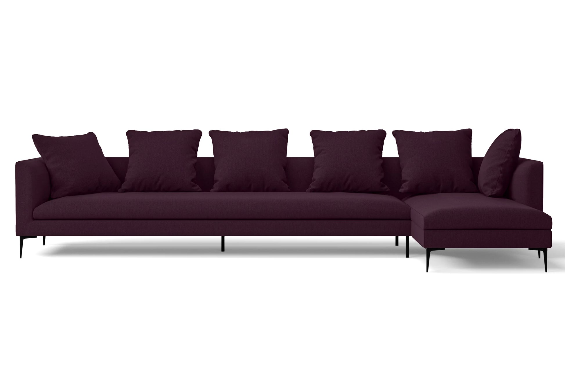 Aprilia 4 Seater Right Hand Facing Chaise Lounge Corner Sofa Purple Linen Fabric