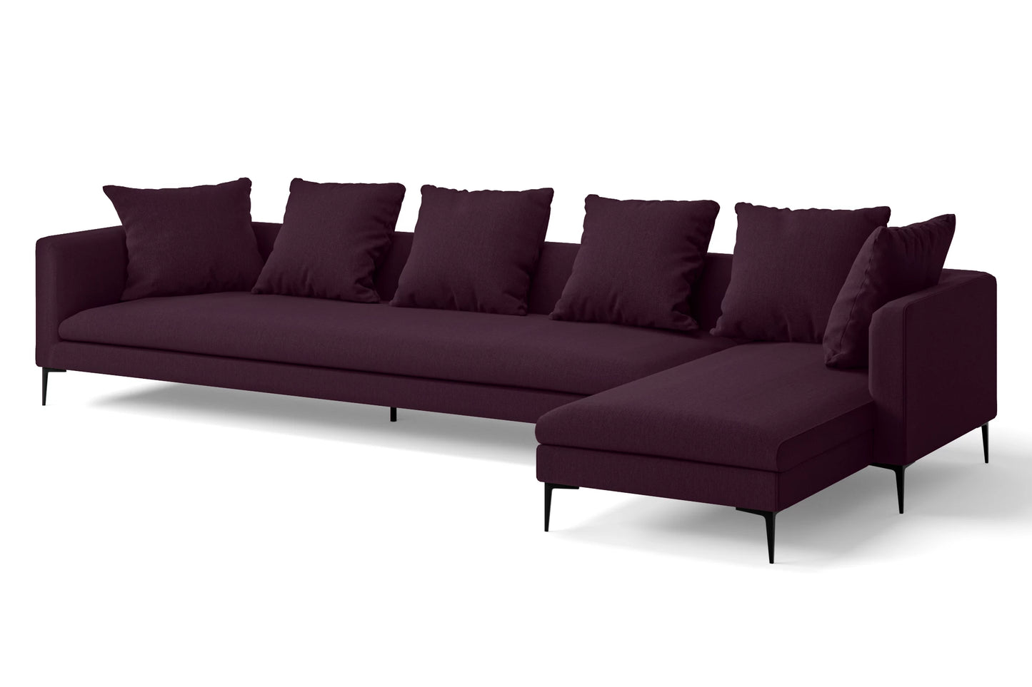 Aprilia 4 Seater Right Hand Facing Chaise Lounge Corner Sofa Purple Linen Fabric