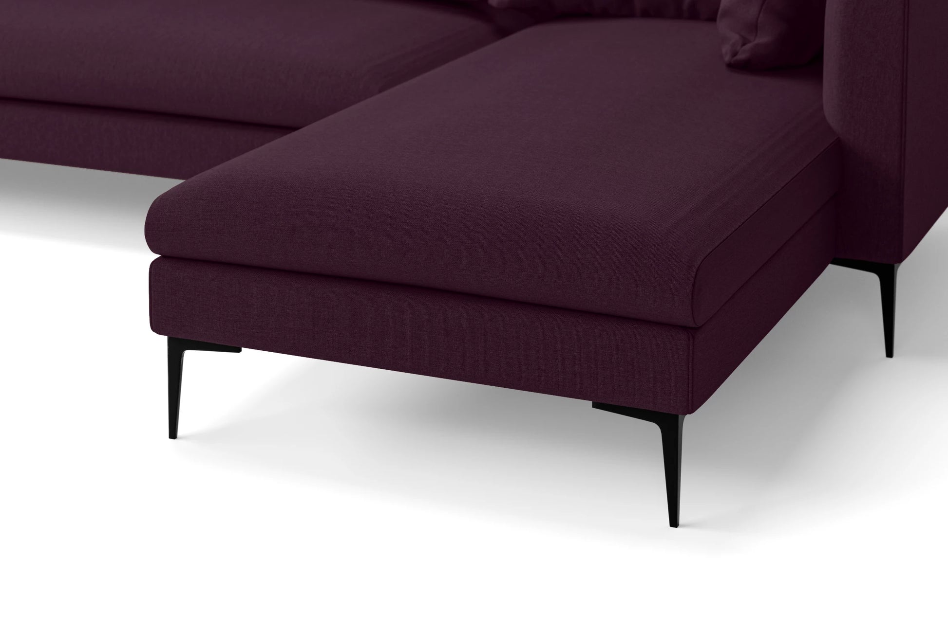 Aprilia 4 Seater Right Hand Facing Chaise Lounge Corner Sofa Purple Linen Fabric