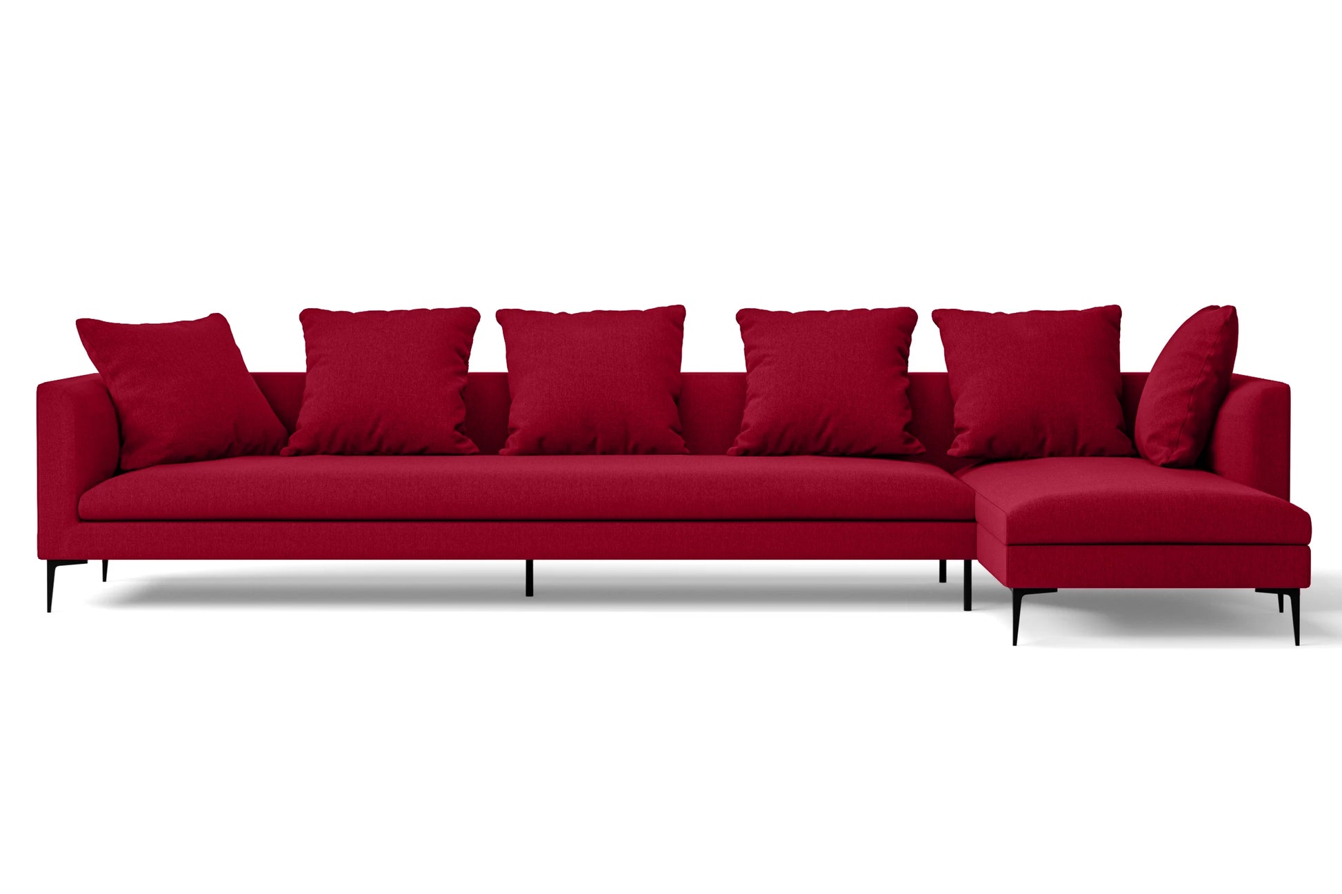 Aprilia 4 Seater Right Hand Facing Chaise Lounge Corner Sofa Red Linen Fabric